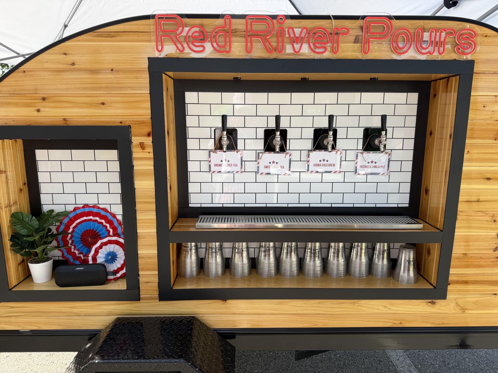 Red River Pours trailer styled for a 4th of July event
